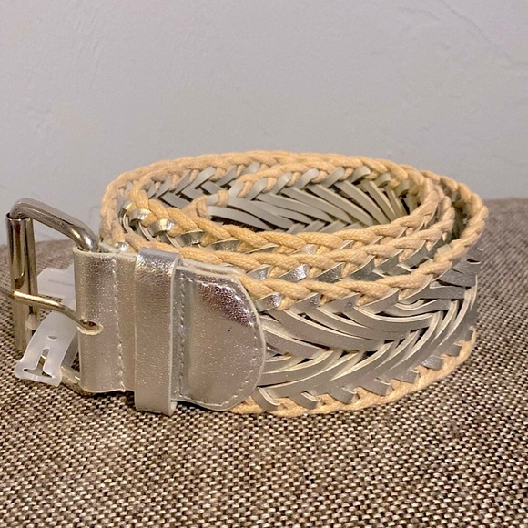 New York & Company Accessories - New York & Co. silver and tan braided belt, size M/L, NWT.